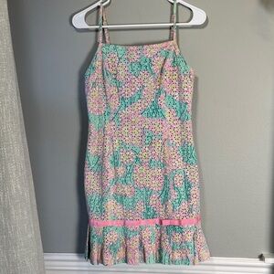 Vintage Lilly Pulitzer Floral Pastel Pink and Green Mini Dress